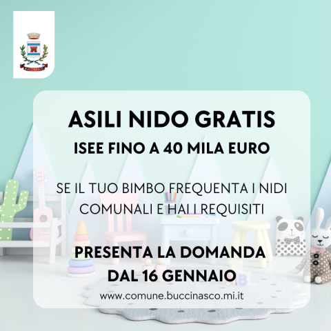 Nido gratis a Buccinasco, dal 16 gennaio al via le domande