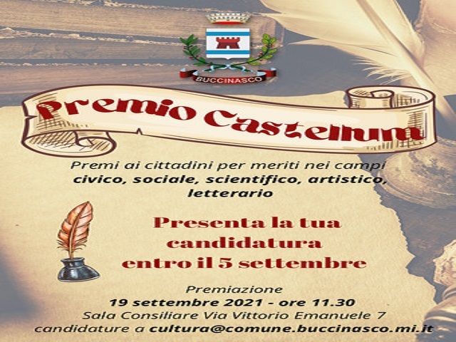 Buccinasco, a settembre il Premio Castellum 
